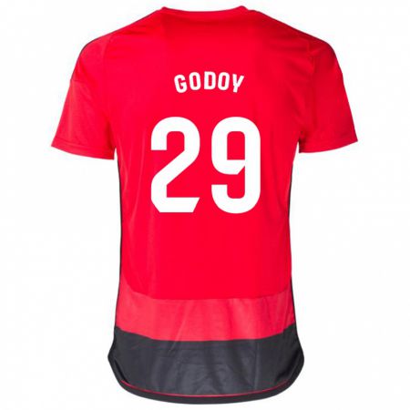 Kandiny Deti Alan Godoy #29 Červená Čierna Dresy Hazai Csapatmez 2023/24 Triĭká