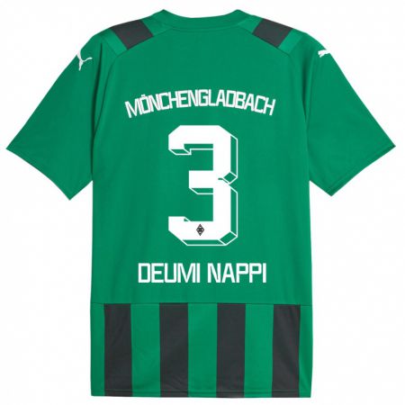 Kandiny Deti Dimitrie Deumi Nappi #3 Čierna Zelená Dresy Idegenbeli Csapatmez 2023/24 Triĭká