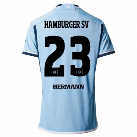 Kandiny Deti Hannes Hermann #23 Modrá Dresy Idegenbeli Csapatmez 2023/24 Triĭká