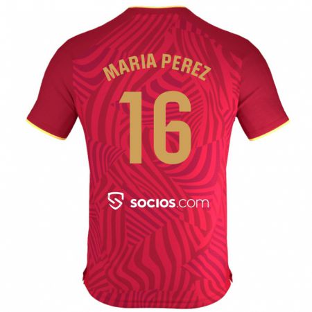 Kandiny Deti María Pérez Rabaza #16 Červená Dresy Idegenbeli Csapatmez 2023/24 Triĭká