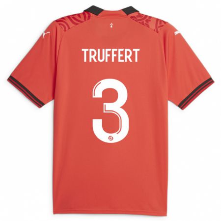 Kandiny Muži Adrien Truffert #3 Červená Dresy Hazai Csapatmez 2023/24 Triĭká