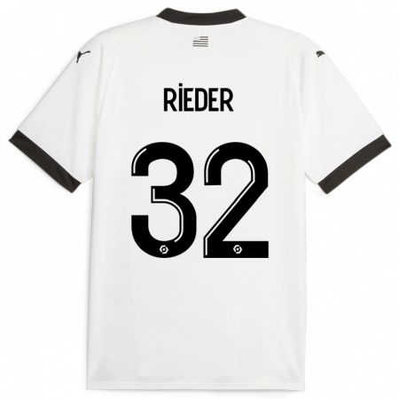 Kandiny Muži Fabian Rieder #32 Biely Dresy Idegenbeli Csapatmez 2023/24 Triĭká