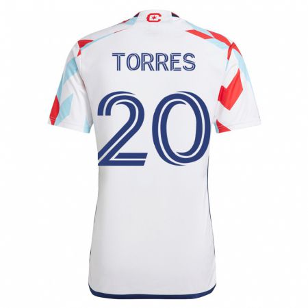 Kandiny Muži Jairo Torres #20 Biela Modrá Dresy Idegenbeli Csapatmez 2023/24 Triĭká