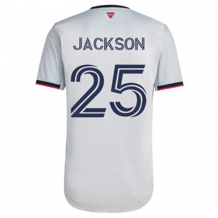 Kandiny Muži Aziel Jackson #25 Biely Dresy Idegenbeli Csapatmez 2023/24 Triĭká