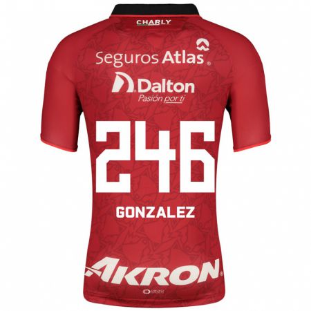 Kandiny Muži Juan González #246 Červená Dresy Idegenbeli Csapatmez 2023/24 Triĭká