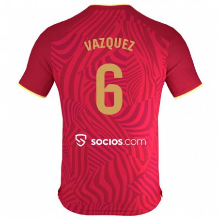 Kandiny Muži Manolo Vázquez #6 Červená Dresy Idegenbeli Csapatmez 2023/24 Triĭká