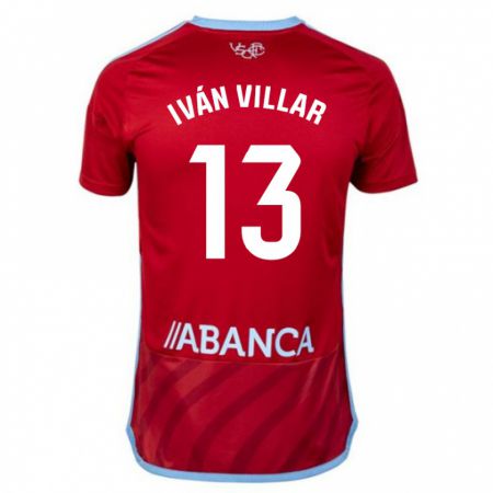 Kandiny Muži Iván Villar #13 Červená Dresy Idegenbeli Csapatmez 2023/24 Triĭká