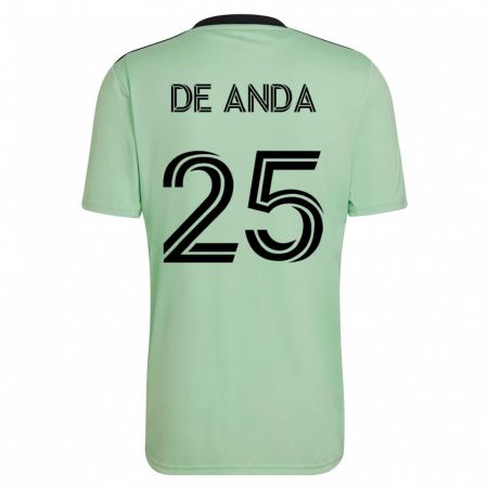 Kandiny Ženy Anthony De Anda #25 Svetlo Zelená Dresy Idegenbeli Csapatmez 2023/24 Triĭká