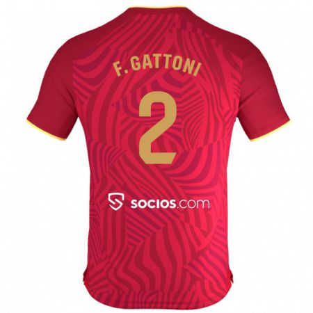 Kandiny Ženy Federico Gattoni #2 Červená Dresy Idegenbeli Csapatmez 2023/24 Triĭká