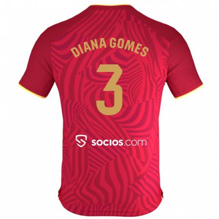 Kandiny Ženy Diana Catarina Ribeiro Gomes #3 Červená Dresy Idegenbeli Csapatmez 2023/24 Triĭká