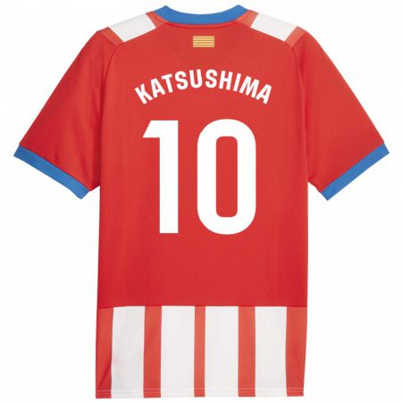 Kandiny Deti Shinnosuke Katsushima #10 Červená Biela Dresy Hazai Csapatmez 2023/24 Triĭká
