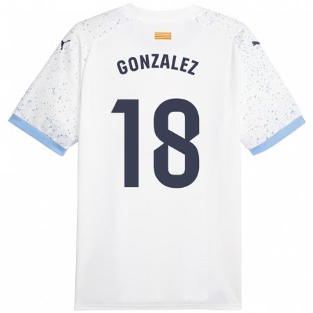Kandiny Deti Gerard González #18 Biely Dresy Idegenbeli Csapatmez 2023/24 Triĭká