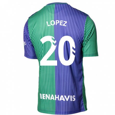 Kandiny Deti Adri López #20 Zelená Modrá Dresy Idegenbeli Csapatmez 2023/24 Triĭká