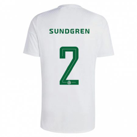 Kandiny Deti Daniel Sundgren #2 Zelená Modrá Dresy Idegenbeli Csapatmez 2023/24 Triĭká