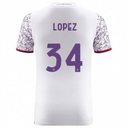 Kandiny Deti Lucas López #34 Biely Dresy Idegenbeli Csapatmez 2023/24 Triĭká
