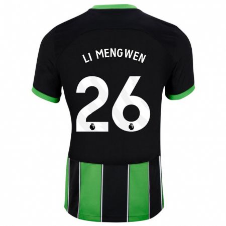 Kandiny Deti Li Mengwen #26 Čierna Zelená Dresy Idegenbeli Csapatmez 2023/24 Triĭká