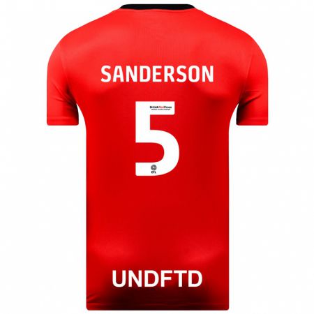 Kandiny Deti Dion Sanderson #5 Červená Dresy Idegenbeli Csapatmez 2023/24 Triĭká
