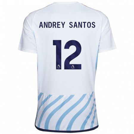 Kandiny Deti Andrey Santos #12 Biela Modrá Dresy Idegenbeli Csapatmez 2023/24 Triĭká