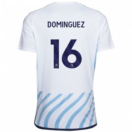 Kandiny Deti Nicolás Domínguez #16 Biela Modrá Dresy Idegenbeli Csapatmez 2023/24 Triĭká