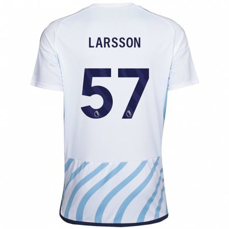 Kandiny Deti Julian Larsson #57 Biela Modrá Dresy Idegenbeli Csapatmez 2023/24 Triĭká