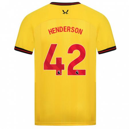 Kandiny Deti Peyton Henderson #42 Žltá Dresy Idegenbeli Csapatmez 2023/24 Triĭká