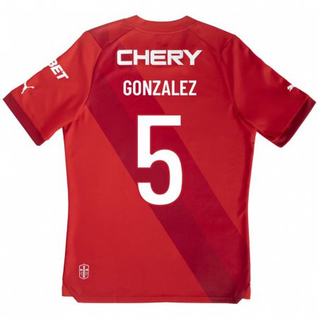 Kandiny Deti Daniel González #5 Červená Dresy Idegenbeli Csapatmez 2023/24 Triĭká