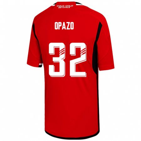 Kandiny Deti Óscar Opazo #32 Červená Dresy Idegenbeli Csapatmez 2023/24 Triĭká