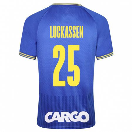 Kandiny Deti Derrick Luckassen #25 Modrá Dresy Idegenbeli Csapatmez 2023/24 Triĭká