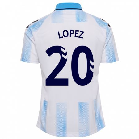 Kandiny Muži Adri López #20 Biela Modrá Dresy Hazai Csapatmez 2023/24 Triĭká