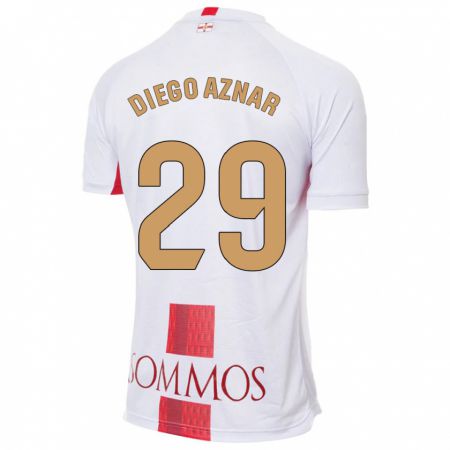 Kandiny Muži Diego Aznar #29 Biely Dresy Idegenbeli Csapatmez 2023/24 Triĭká