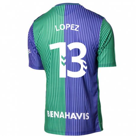 Kandiny Muži Carlos López #13 Zelená Modrá Dresy Idegenbeli Csapatmez 2023/24 Triĭká