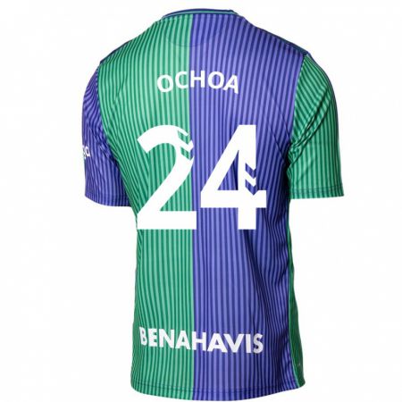 Kandiny Muži Aarón Ochoa #24 Zelená Modrá Dresy Idegenbeli Csapatmez 2023/24 Triĭká