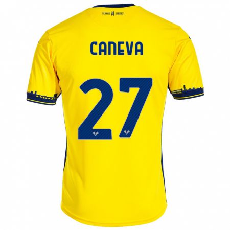 Kandiny Muži Elia Caneva #27 Žltá Dresy Idegenbeli Csapatmez 2023/24 Triĭká