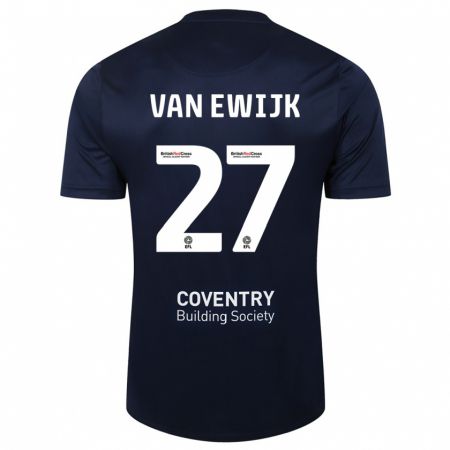 Kandiny Muži Milan Van Ewijk #27 Červené Námorníctvo Dresy Idegenbeli Csapatmez 2023/24 Triĭká
