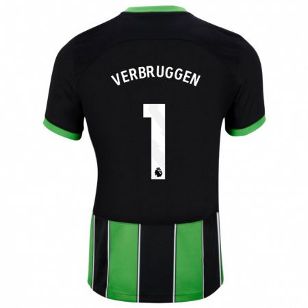 Kandiny Muži Bart Verbruggen #1 Čierna Zelená Dresy Idegenbeli Csapatmez 2023/24 Triĭká
