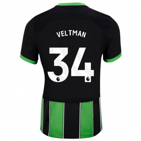 Kandiny Muži Joël Veltman #34 Čierna Zelená Dresy Idegenbeli Csapatmez 2023/24 Triĭká