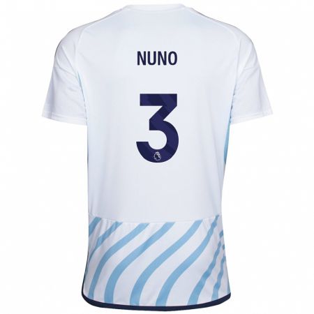 Kandiny Muži Nuno Tavares #3 Biela Modrá Dresy Idegenbeli Csapatmez 2023/24 Triĭká