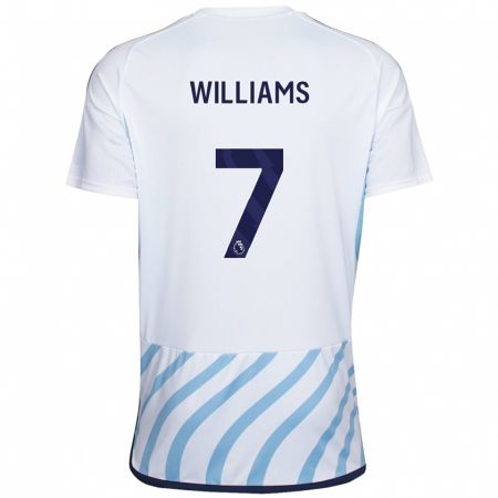 Kandiny Muži Neco Williams #7 Biela Modrá Dresy Idegenbeli Csapatmez 2023/24 Triĭká