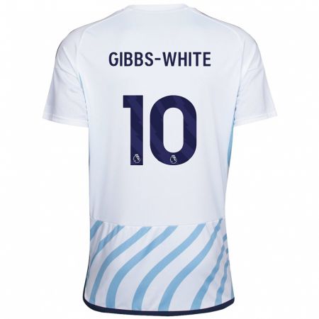 Kandiny Muži Morgan Gibbs-White #10 Biela Modrá Dresy Idegenbeli Csapatmez 2023/24 Triĭká