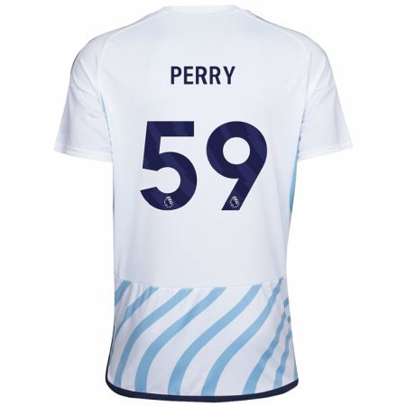 Kandiny Muži Ben Perry #59 Biela Modrá Dresy Idegenbeli Csapatmez 2023/24 Triĭká