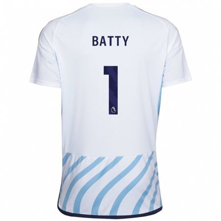 Kandiny Muži Emily Batty #1 Biela Modrá Dresy Idegenbeli Csapatmez 2023/24 Triĭká