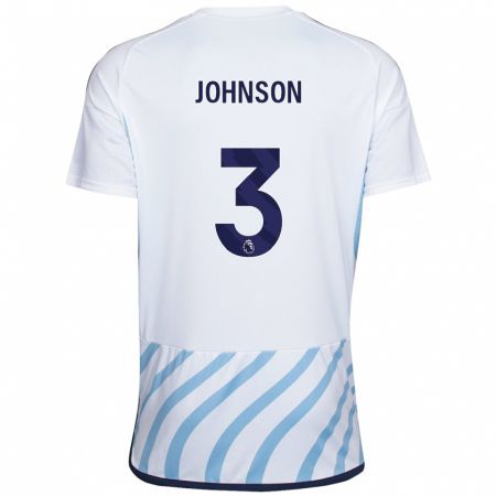 Kandiny Muži Nat Johnson #3 Biela Modrá Dresy Idegenbeli Csapatmez 2023/24 Triĭká