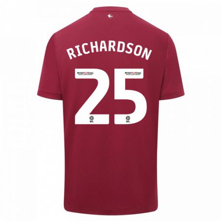 Kandiny Muži Tija Richardson #25 Červená Dresy Idegenbeli Csapatmez 2023/24 Triĭká