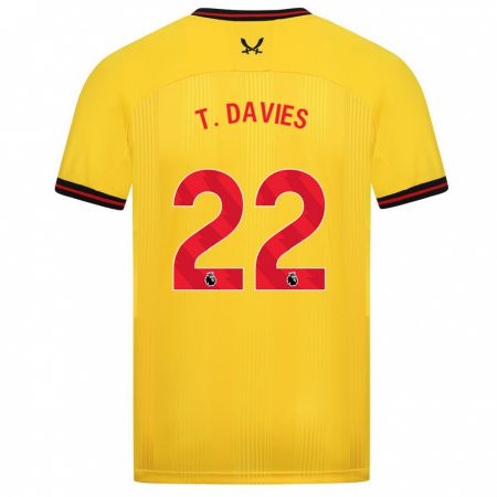 Kandiny Muži Tom Davies #22 Žltá Dresy Idegenbeli Csapatmez 2023/24 Triĭká