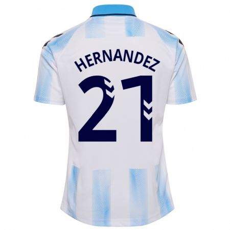 Kandiny Ženy Juan Hernández #21 Biela Modrá Dresy Hazai Csapatmez 2023/24 Triĭká