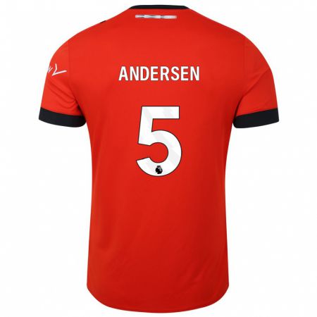 Kandiny Ženy Mads Andersen #5 Červená Dresy Hazai Csapatmez 2023/24 Triĭká