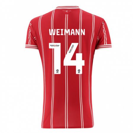 Kandiny Ženy Andreas Weimann #14 Červená Dresy Hazai Csapatmez 2023/24 Triĭká
