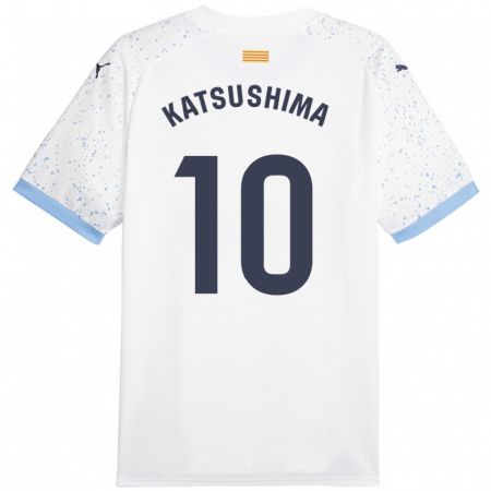 Kandiny Ženy Shinnosuke Katsushima #10 Biely Dresy Idegenbeli Csapatmez 2023/24 Triĭká