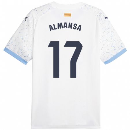 Kandiny Ženy Alex Almansa #17 Biely Dresy Idegenbeli Csapatmez 2023/24 Triĭká