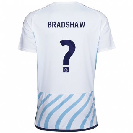 Kandiny Ženy Alfie Bradshaw #0 Biela Modrá Dresy Idegenbeli Csapatmez 2023/24 Triĭká